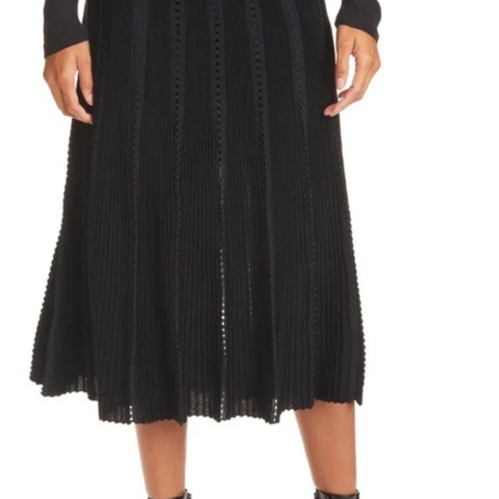 La Ligne Merino Wool Midi Skirt Pleated Size XA